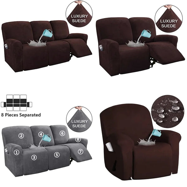 1 2 3 Seater Water Repellent Recliner Sofa Covers Elastic Spandex Relax Lazy Boy Chair Cover for Living Room Armchair Sofa Covers