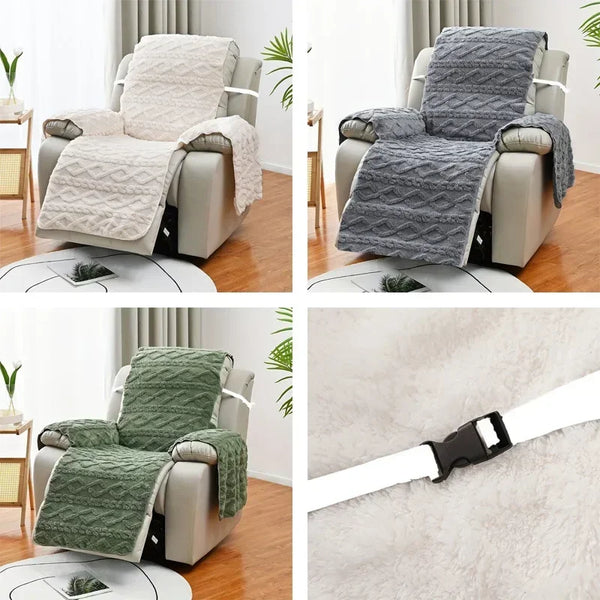 1/2/3Seat Recliner Sofa Cover Warm Cushion Soft Plush Armchair Cover Non-Slip Thicken Couch Washable Chair Slipcover Protector