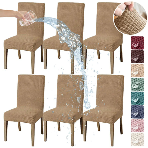 1/2/4/6PCS Waterproof Dining Chair Cover Polar Fleece Stretch Chair Slipcover Solid Chair Cover