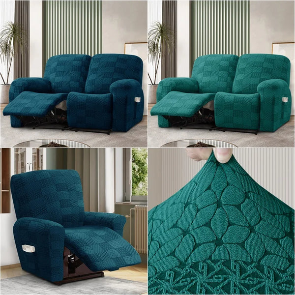 1 2 Seater Elastic Recliner Sofa Covers Jacquard Sofa Slipcoves Stretch Spandex Lazy Boy Armchair Covers Furniture Protector Cases