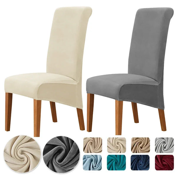 Super Soft Velvet Chair Cover Solid Color Stretch Chair Slipcover Seat Case High Back Dining Chairs Covers for Hotel Banquet