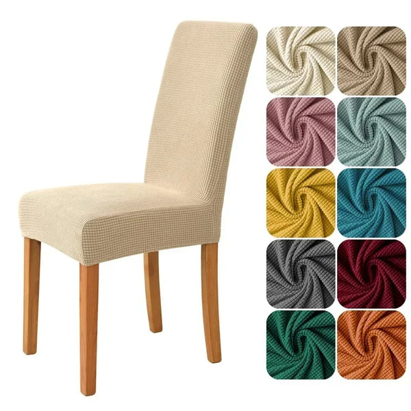 Polar Fleece Elastic Chair Covers Stretch Dining Room Area Chairs Slipcovers Seat Cases for Kitchen Hotel Banquet Decor