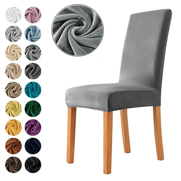 Velvet Fabric Chair Cover Super Soft Parsons Chair Covers For Dining Room Luxurious Office Seat Cases Stretch For Banquet