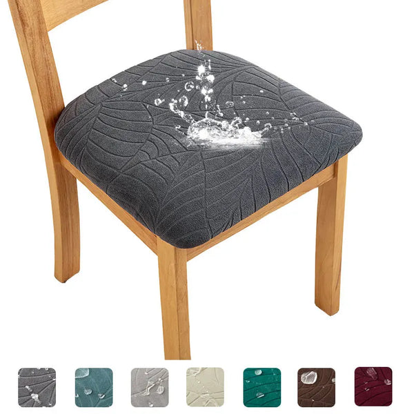 Jacquard Waterproof Chair Seat Cover Slipcover for Dining Room Chair Cushion Cover for Wedding Banquet Office Chair Protector