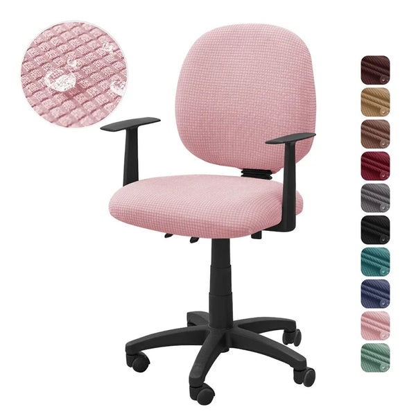 2pcs/set Water Repellant Office Chair Covers Polar Fleece Stretch Computer Chair Slipcovers Rotating Gaming Seat Cover Protector