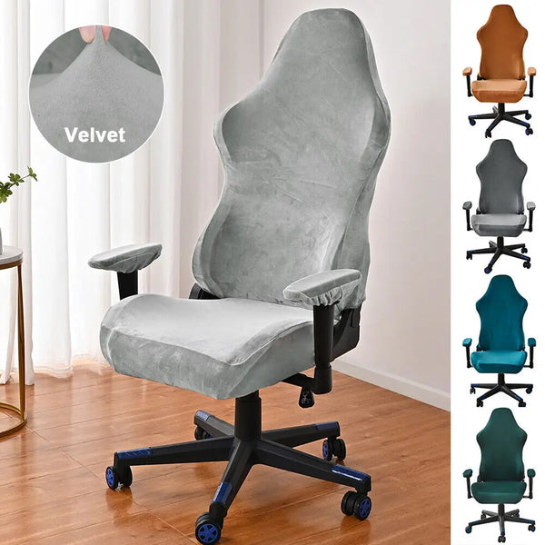 4Pcs/set Velvet Spandex Office Chair Covers Gaming Chair Covers Elastic Stretch Armchair Seat Cover Computer Chairs Slipcovers