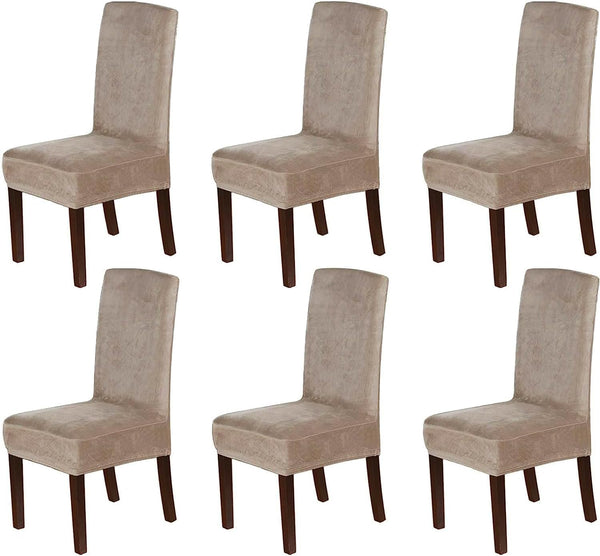 Velvet Dining Chair Covers Stretch Chair Covers for Dining Room Chair Slipcovers Chair Protectors Covers Dining, Soft Thick Solid Velvet Fabric Washable