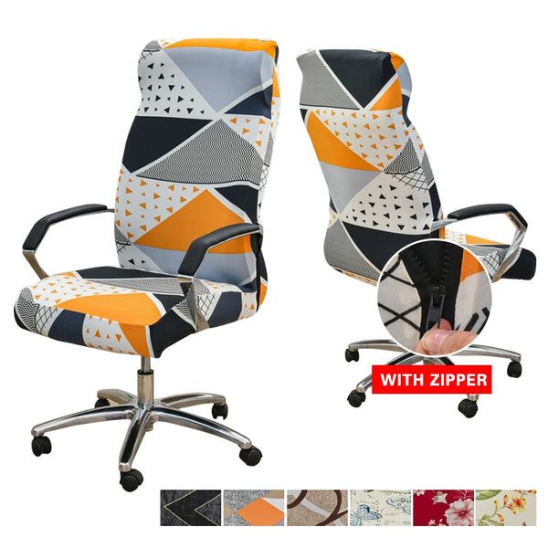 Elastic Office Chair Cover for Computer Floral Printed Anti-dirty Rotating Stretch Office Desk Seat Chair Slipcover for Home Armchair