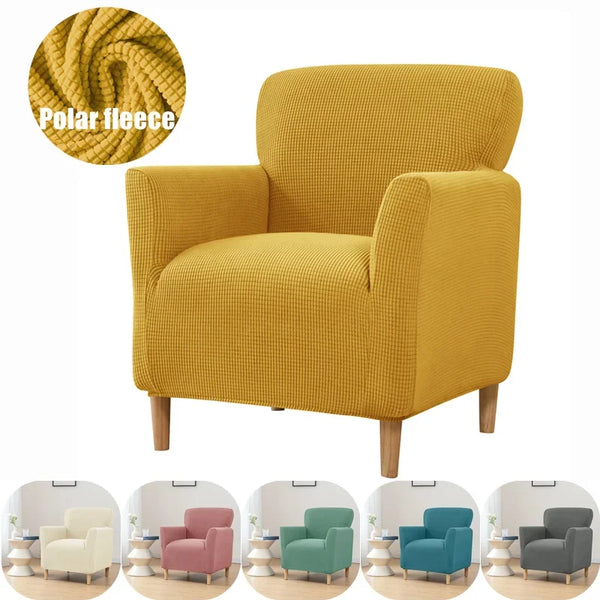 Elastic Club Tub Chair Cover Polar Fleece Single Armchair Covers Sofa Slipcovers for Living Room Stretch Chair Cover Bar Hotel