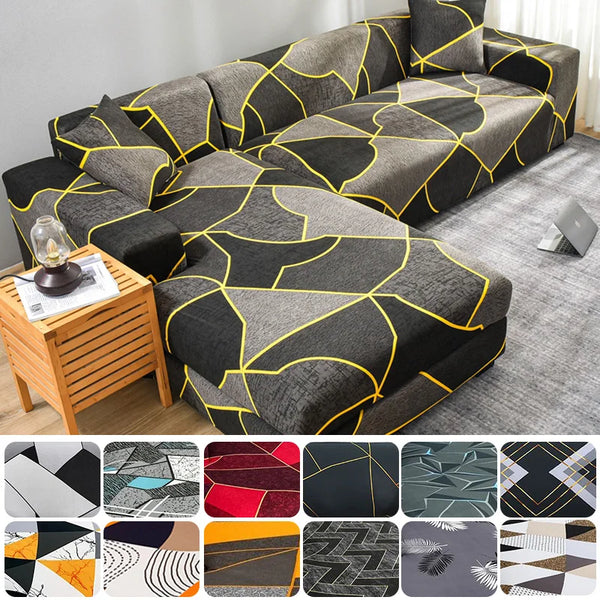 Elastic L-Shape Sofa Covers for Living Room Funda Sofa Couch Cover Chair Protector S/M/L/XL Geometric Sofa Slipcovers