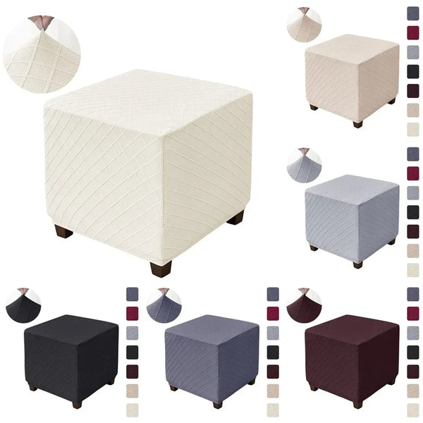 Geometry Ottoman Stool Covers Elastic Square Footrest Slipcover for Living Room All-inclusive Stool Covers Furniture Protector