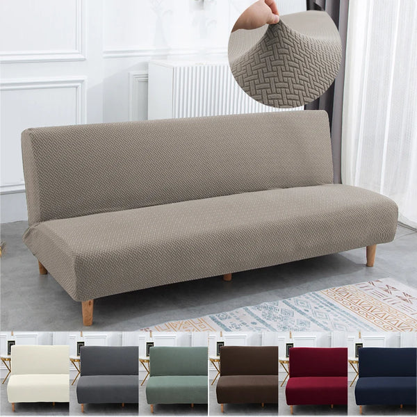 Jacquard Fabric Armless Sofa Bed Cover Armless Covers Sofa Decor Slipcovers Stretch Protector Elastic Bench Futon Cover