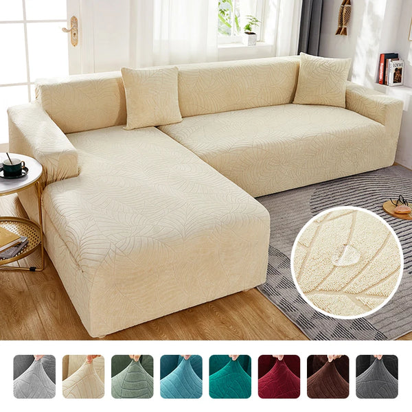 Jacquard Elastic Waterproof Sofa Covers Armchair Thick Corner Couch Cover L-shaped For Living Room 1/2/3/4 Seater Sofa Slipcover