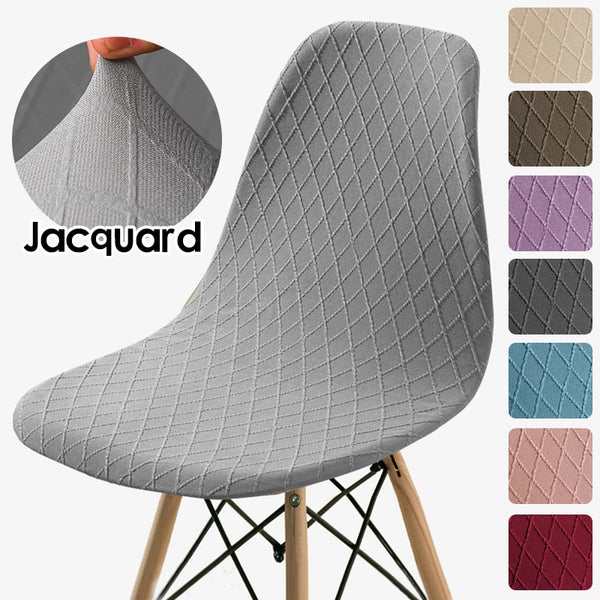 Jacquard Shell Chair Covers Stretch Elastic Furniture Protector Solid Color Dining Seat Covers for Bar Hotel Party Banquet