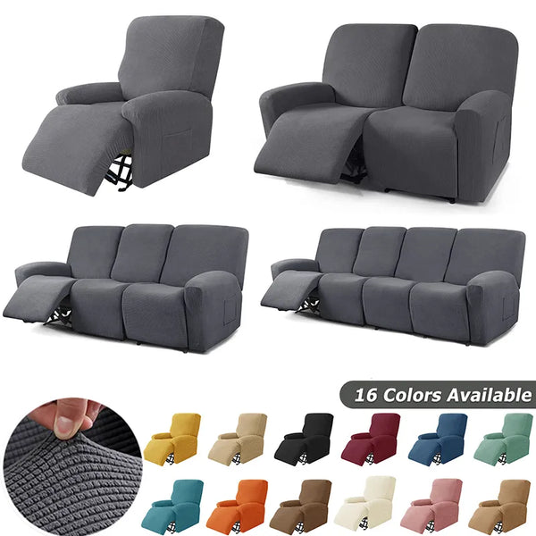 1/2/3/4 Seater Knitted Recliner Sofa Cover Lazy Boy Relax Armchair Covers Elastic Sofa Protector Lounge Home Pets Anti-Scratch