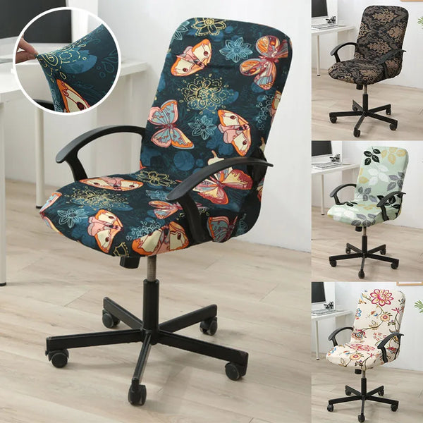 Office Chair Cover Universal Stretch Desk Chair Cover Washable for with Zipper Universal Rotating Desk High Back Seat