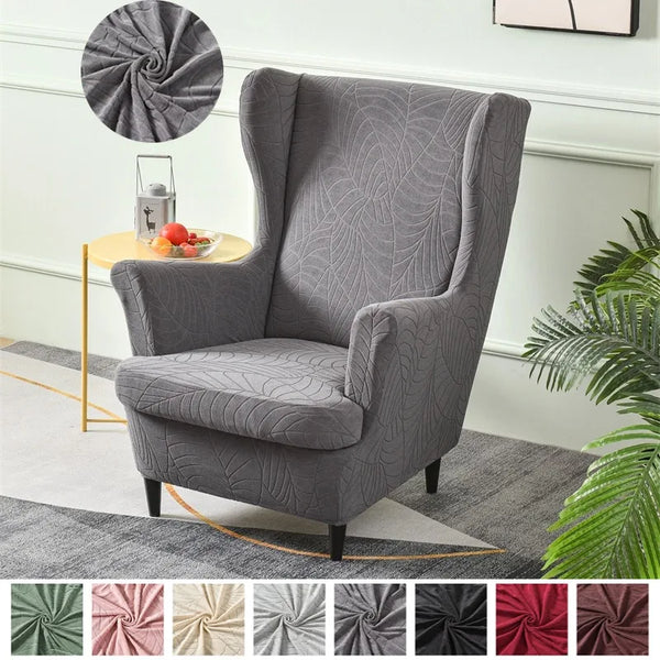 Leaf Jacquard Wing Chair Covers Nordic Accent Armchair Covers Washable Relax Recliner Sofa Slipcovers with Seat Cushion Covers