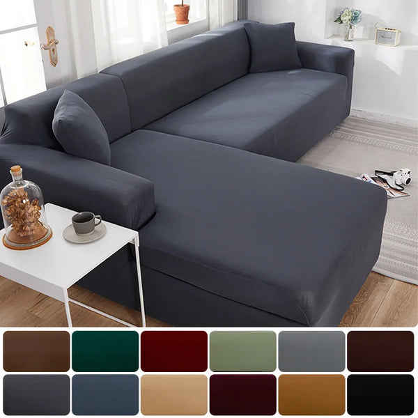 Plain Corner Sofa Covers for Living Room Elastic Spandex Couch Cover Stretch Slipcovers L Shape Sofa Covers