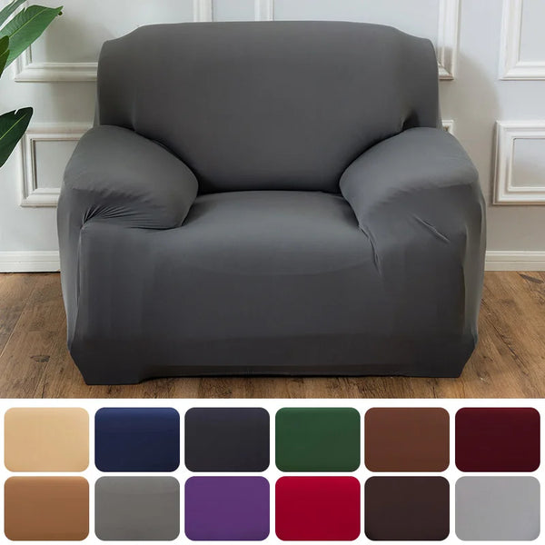 Plain Sofa Covers Polyester Elastic Corner Couch Covered Slipcovers Chair Protector 1/2/3/4 Seater