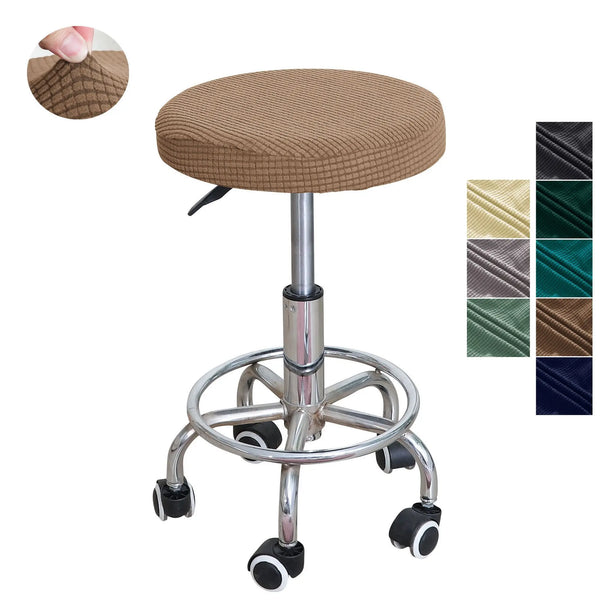 Jacquard Round Dining Chair Seat Cover Jacquard Round Bar Stool Seat Chair Cover Elastic Washable