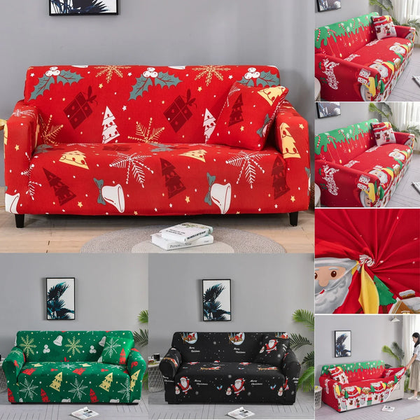 Christmas Sofa Cover Stretch Corner Sofa Covers High Elasticity Dustproof Holiday Decoration Couch Cover Couch Slipcovers