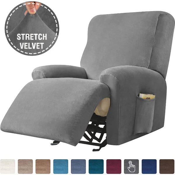 Single Seat Anti Slip Recliner Sofa Cover Velvet Stretch Reclining Couch Slipcovers Furniture Anti Cat Scratch Recliner Chair Covers