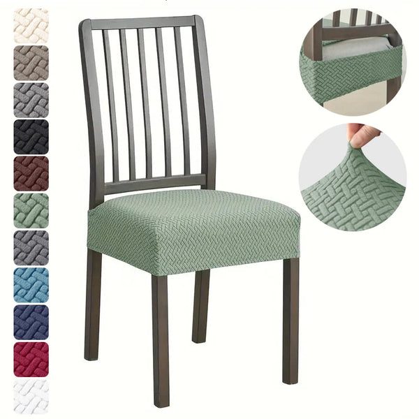 Stretch Dining Chair Seat Covers Jacquard Solid Color Chairs Cover Removable Anti-Dust Chair Cushion Slipcover Hotel Home