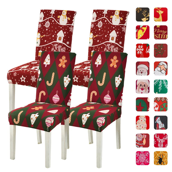 Christmas Decoration Stretch Chair Cover for Dining Room Office Banquet Chair Protector Elastic Material Armchair Cover