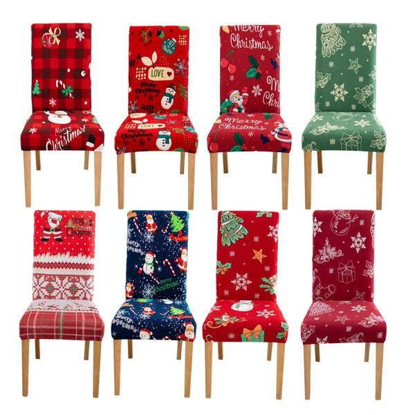 2026 Christmas Chair Covers Santa Elk Stretch Spandex Slipcover For Dining Room Banquet Party Merry Christmas Home Decor Gift
