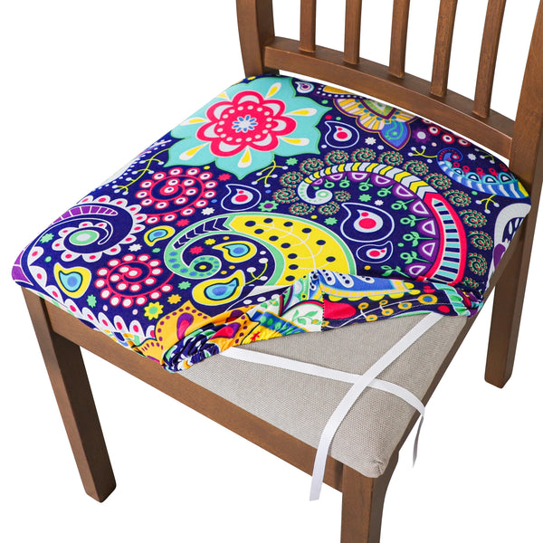 Printed Dining Chair Seat Covers For Home Bar Hotel Party Banquet Washable Anti-dirty Seat Case For Dining Room Kitchen Chair Covers