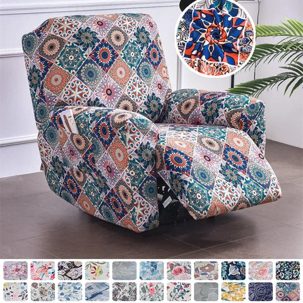 Spandex Floral Prints Recliner Sofa Covers Living Room Split Massage Armchair Slipcovers Relax Accent Couch Cover Protector