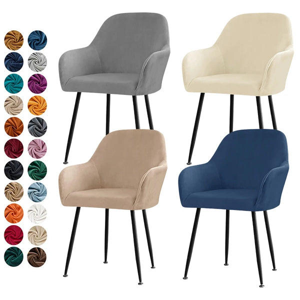 1/4pcs Bar High Arm Chair Covers Elastic Velvet Dining Chair Covers Solid Color Office Seat Cover Wedding Hotel Banquet