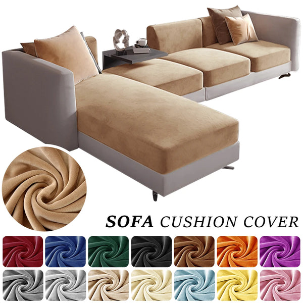 Luxury Velvet Sofa Cushion Covers Super Soft Sofa Seat Cushion Covers Solid Living Room Stretch Sofa Couch Case Washable