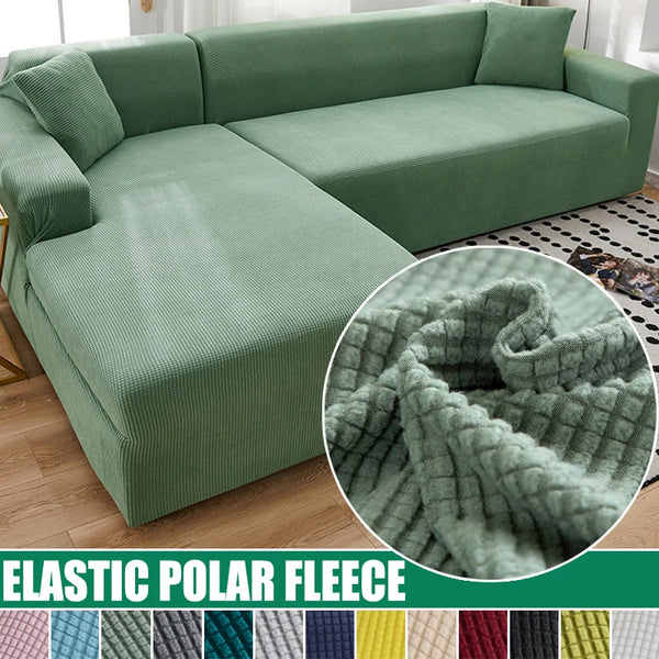 Sofa Covers for Living Room Thick Elastic Polar Fleece 1/2/3/4 Seater L-shaped Corner Sofa Cover for Sofa Chaise Longue