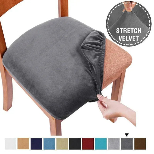 Dining Room Velvet Chair Seat Covers Removable Washable Elastic Cushion Covers For Upholstered Dining Chair