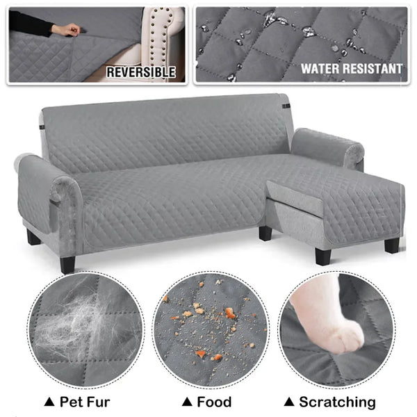 Reversible Corner Sofa Slipcover Anti-Slip L Shape Sofa Cover Double-Sided Waterproof Sanding Cloth Sectional Couch Covers