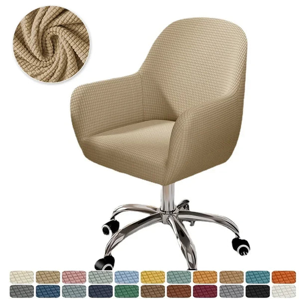 Solid Elastic Rotating Chair Cover Dining Room Spandex High Sloping Armchair Covers Office Chair Slipcover