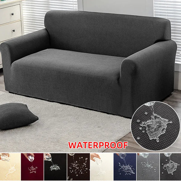 Solid Color Waterproof Corn Velvet Elastic Sofa Cover All Inclusive Jacquard Thickened Universal Sofa Cover For Living Room