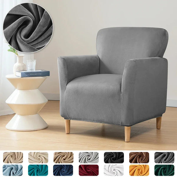 Stretch Velvet Club Chair Cover Super Soft Tub Armchair Slipcovers Elastic Single Couch Covers for Living Room Bar Counter Hotel