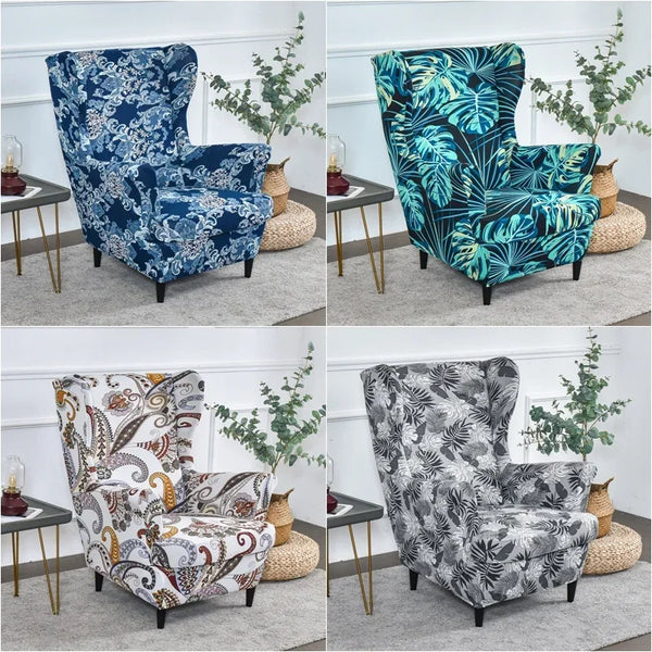 Tropical Plant Wing Chair Covers Elastic Spandex Relax Armchair Covers Nordic Removable Sofa Slipcover Chair Cover