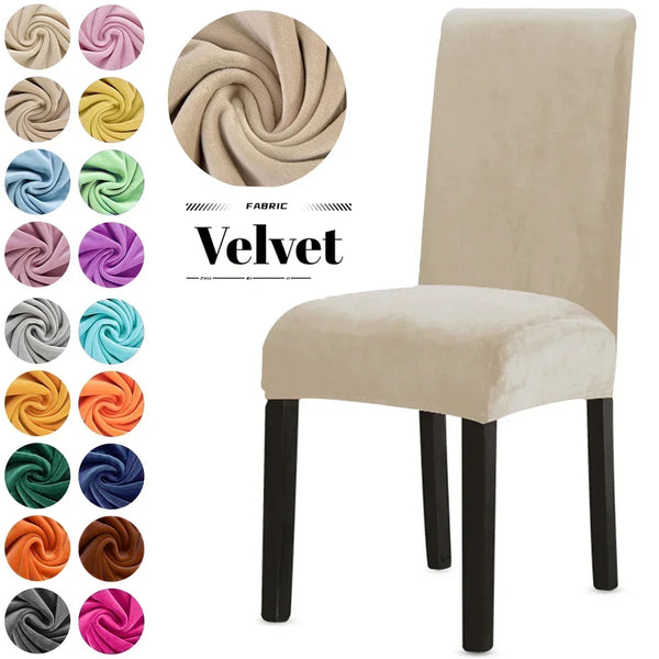 Velvet Chair Covers for Dining Room Spandex Stretch Super Soft Chair Slipcover for Kitchen Home Hotel Wedding Banquet