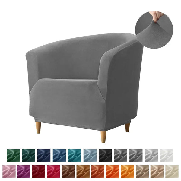 Velvet Club Armchairs Bath Tub Chair Covers Elastic Single Sofa Slipcover Removable Sofa Couch Cover Bar Counter Solid Color