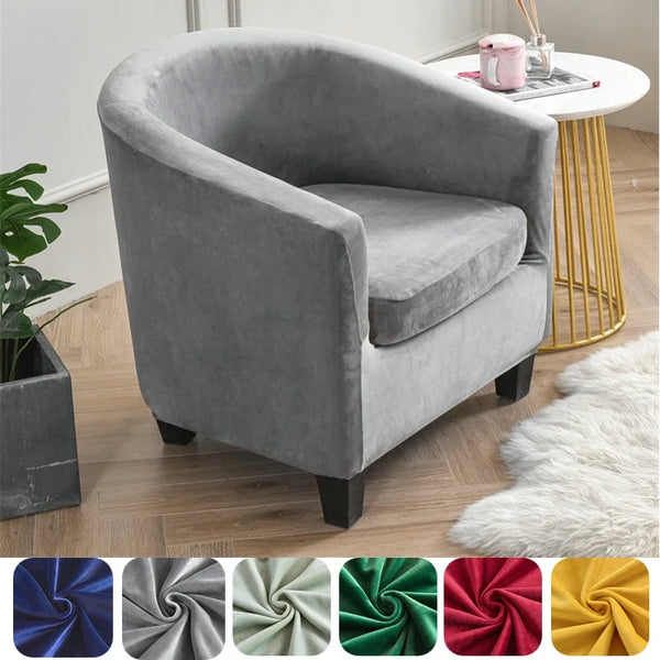 Velvet Plush Tub Chair Cover Club Chair Cover Bar Small Sofa Slipcovers Coffee Shop Slipcover With Seat Cushion Covers