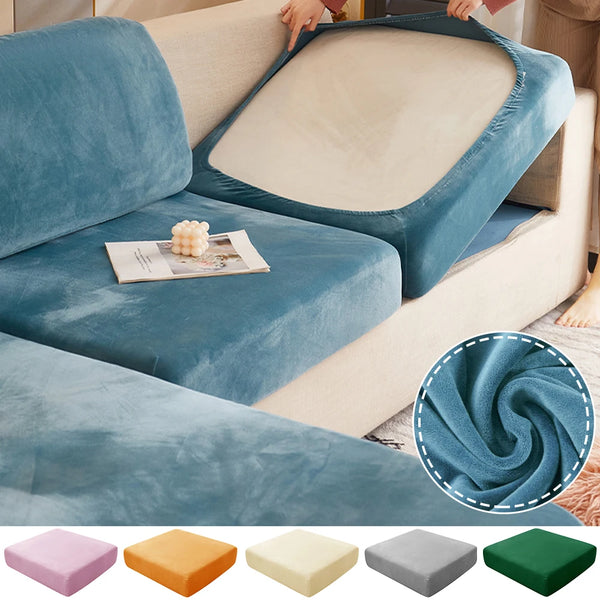 Velvet Sofa Seat Cushion Covers Soft Solid Sofa Covers High Stretch Sofa Couch Slipcover Spandex Thick L-shaped Living Room Home