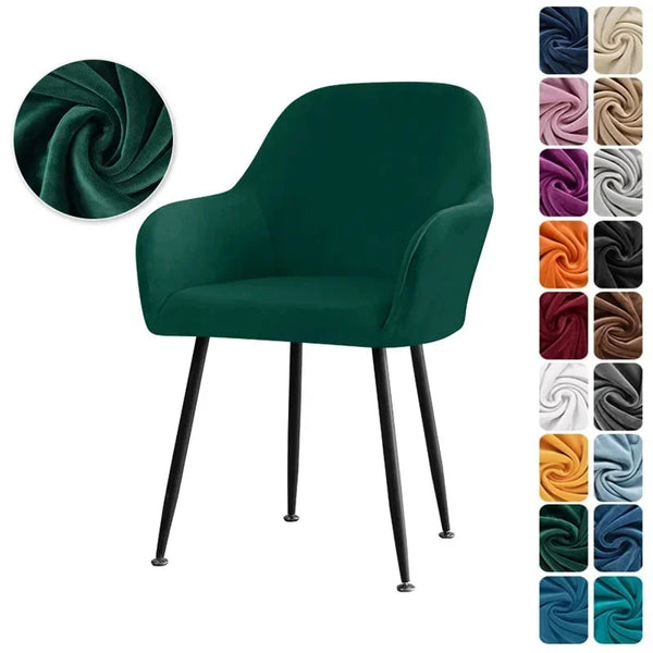 Velvet Elastic High Arm Chair Covers Solid Color Dining Chairs Slipcover Rocker Chairs Cover Home Seat Covers Funda Silla