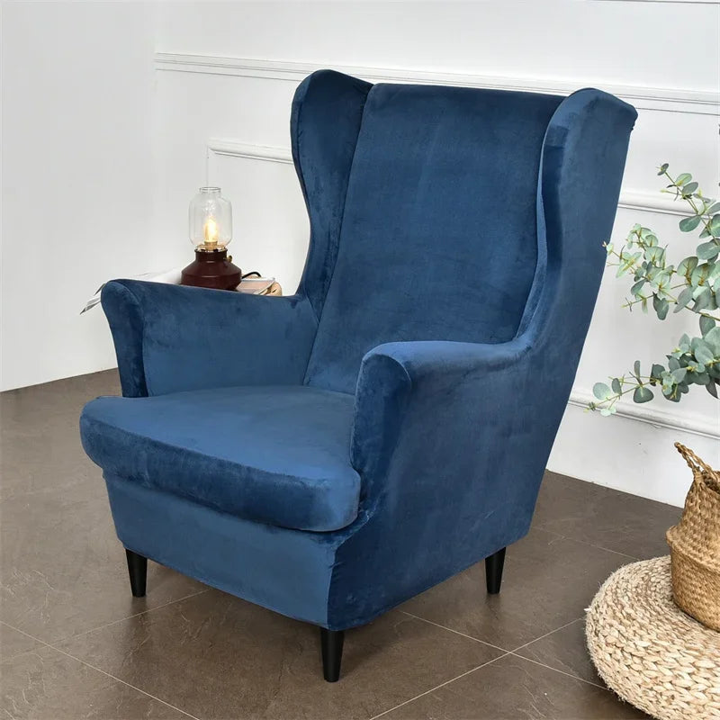 Velvet Wing Chair Cover Stretch Spandex Armchair Covers