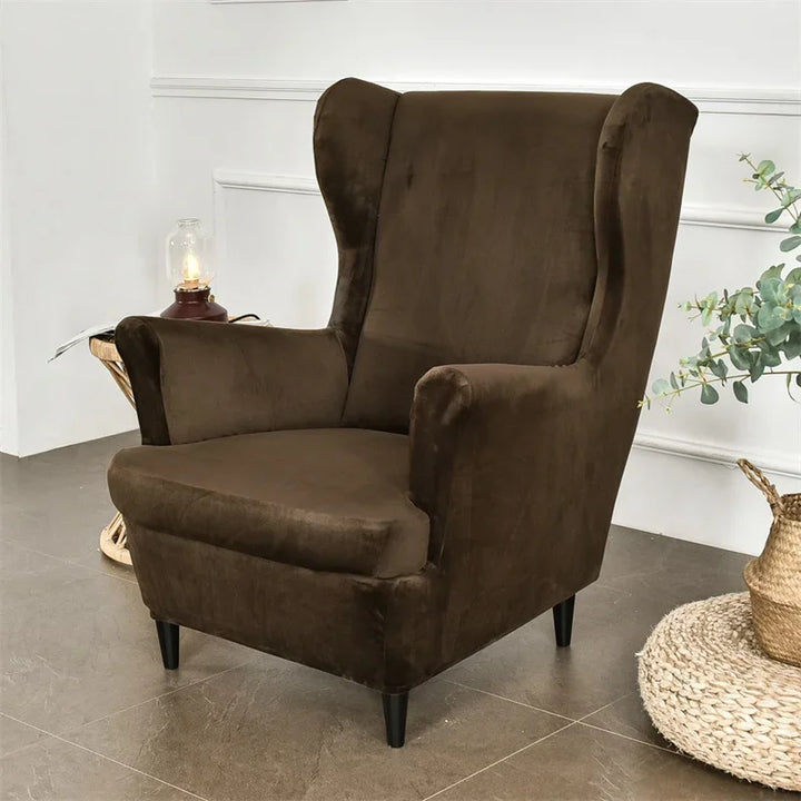 Velvet Wing Chair Cover Stretch Spandex Armchair Covers Removable