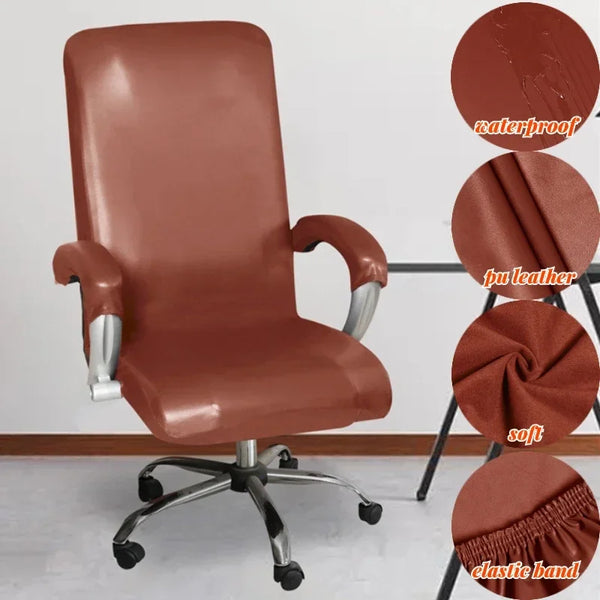 Waterproof Office Chair Cover Pu Leather Computer Gaming Chairs Slipcover Rotating Removable Armchair Protector Cover Study Room