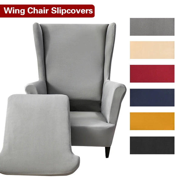 Wing Chair Slipcovers 2Pieces/set Stretch Spandex Wingback Chair Covers Solid Color Furniture Protector