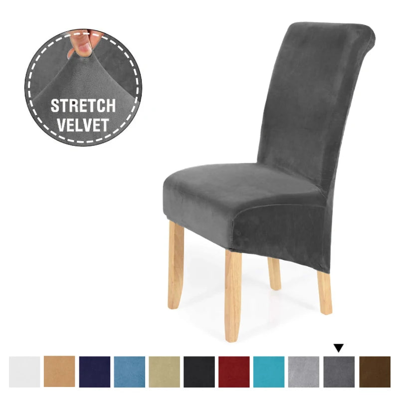 XL Size Stretch Velvet Dining Chair Covers
